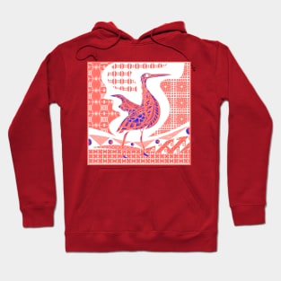 mexican pink heron ecopop in kawaii talavera tile pattern in porcelain love Hoodie